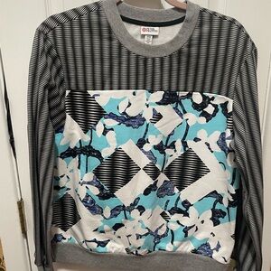 Peter Pilotto Abstract Blue and Black Crewneck Sweater